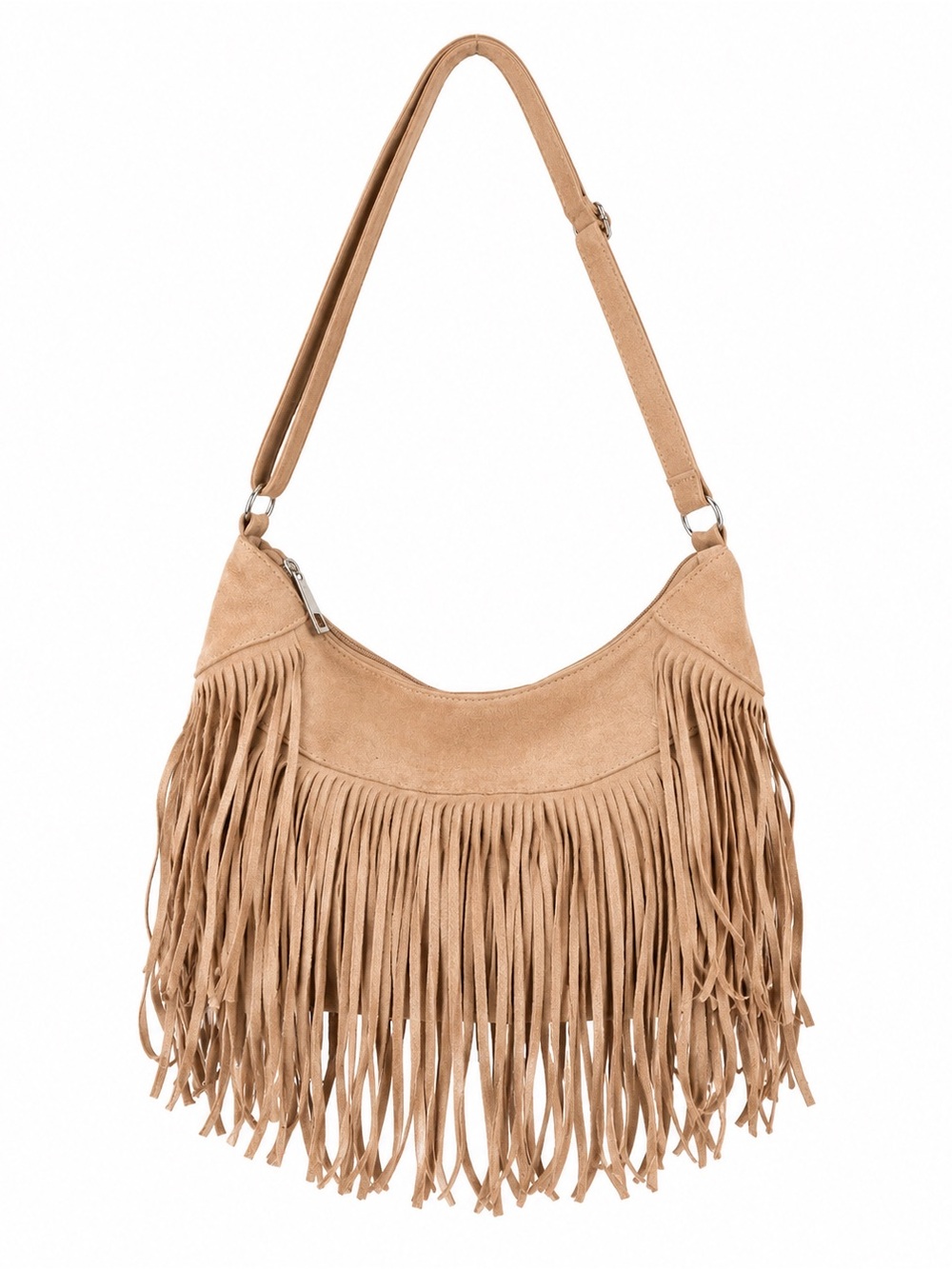 NWT Boho Fringe Hobo Handbag – Tan